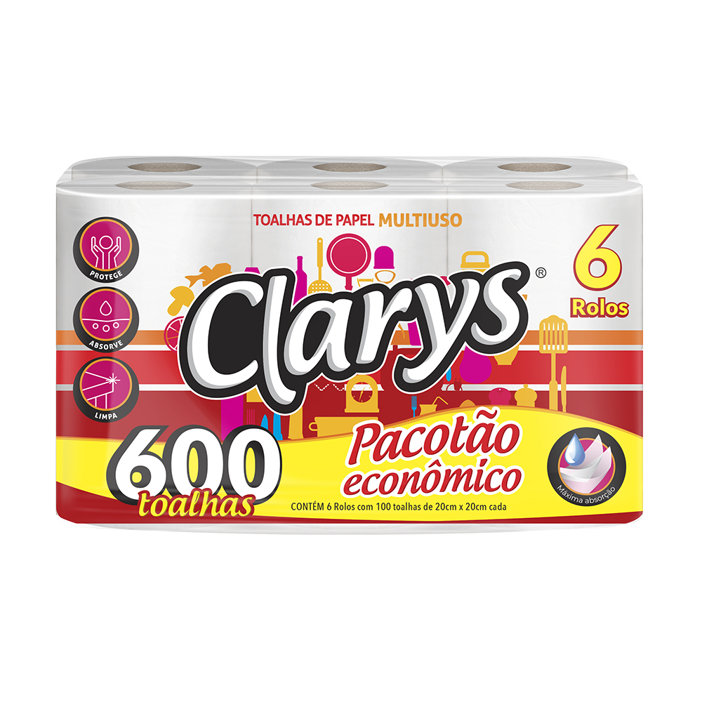 TOALHA DE PAPEL CLARYS FOLHA DUPLA 600FS