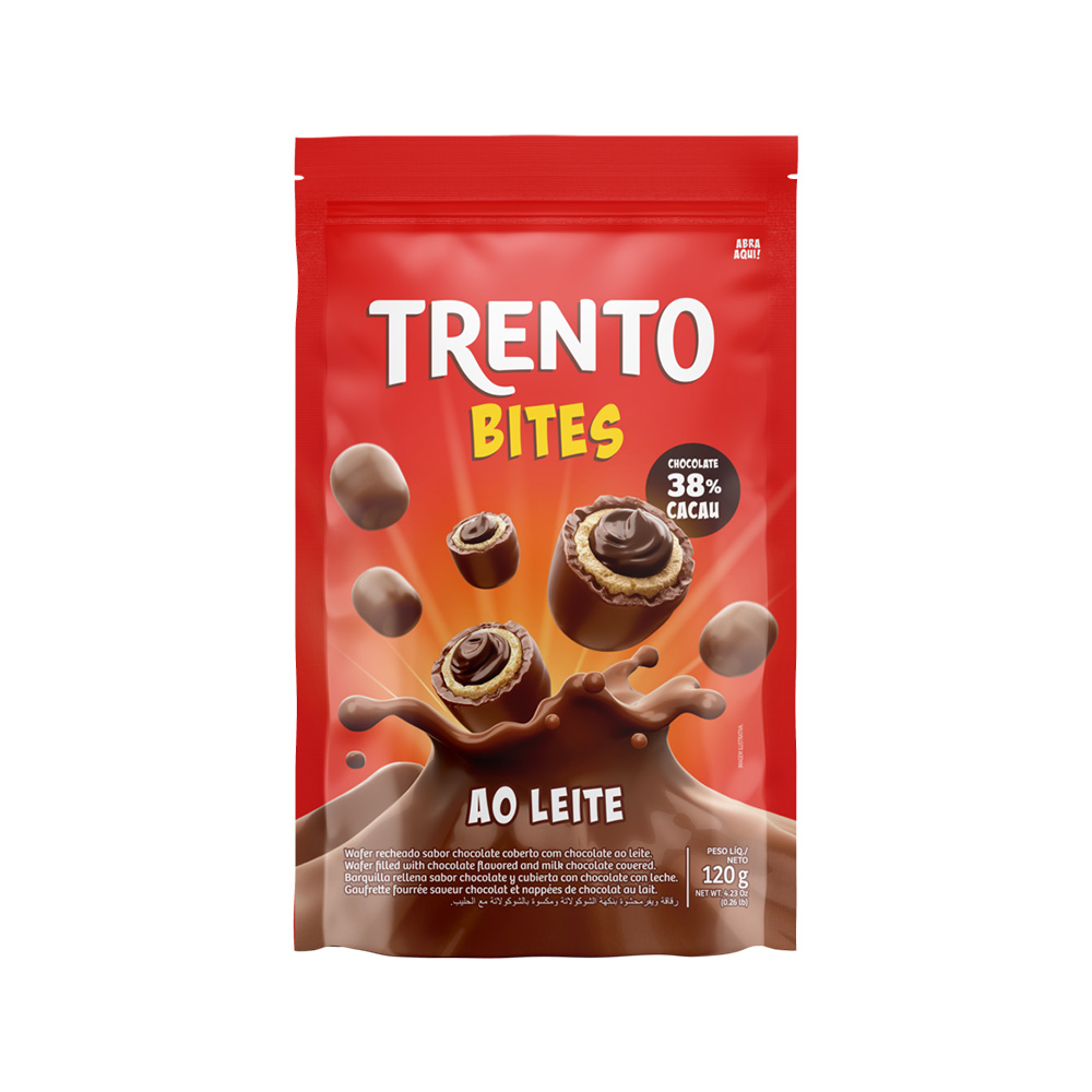 CHOC WAFER TRENTO BITES 120G AO LEITE STAND UP POUCH
