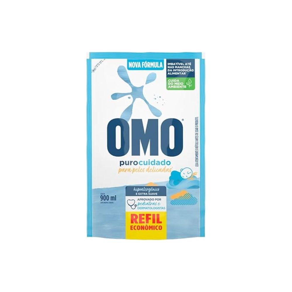 LAVA ROUPAS OMO 900ML PURO CUIDADO REFIL