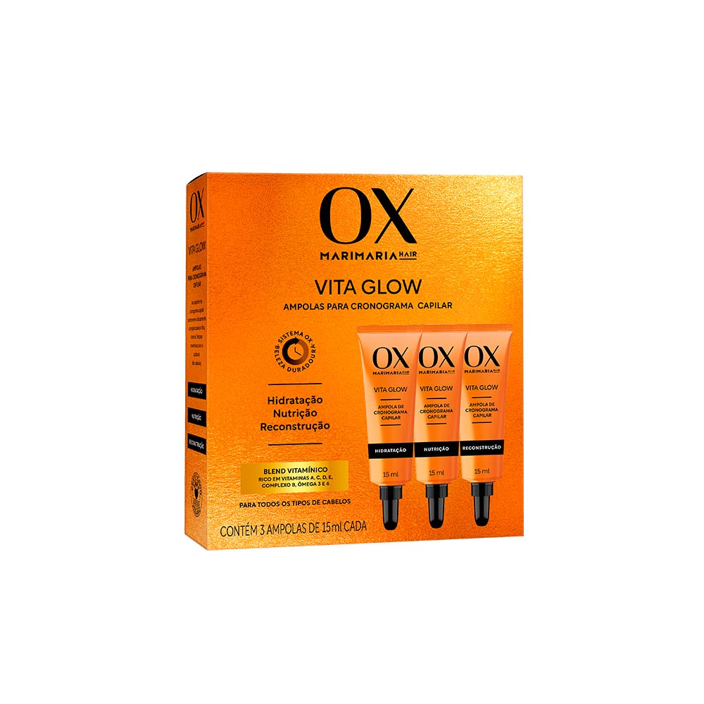 KIT 3 AMPOLAS OX 15ML CRON CAP VITA GLOW