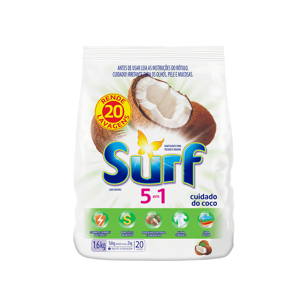 DET PO SANIT SURF 1,6KG CUIDADO DO COCO