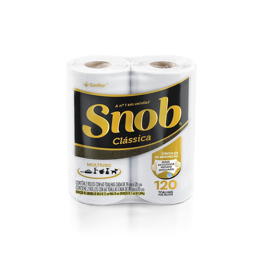 TOALHA DE PAPEL SNOB TNB120 BRANCA M-USO 120FLS 12X2