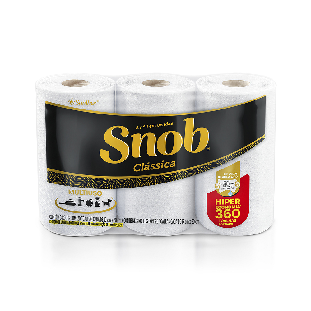TOALHA DE PAPEL SNOB TNB360 BRANCA HIPER M-USO 360FLS 6X3